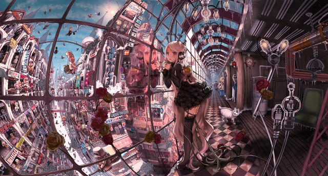 Woman mirror checkered floor room free wallpaper for desktop - medium preview image