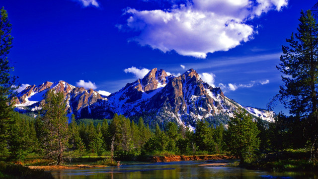 Mountain range lake trees foreground #2 free wallpaper - medium preview image