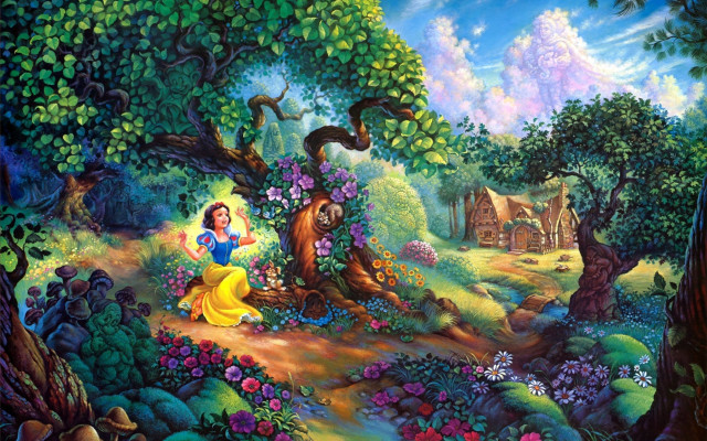 Princess tree stump forest house free wallpaper - medium preview image