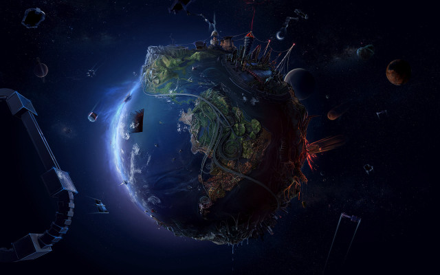 Planet satellite system background foreground #4 free wallpaper - medium preview image