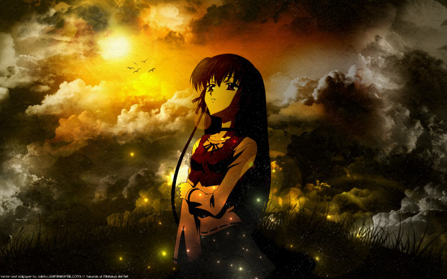 Woman field sword sky clouds free wallpaper - medium preview image