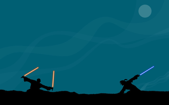 Two people lightsabers dark sky free wallpaper - medium preview image