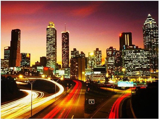 City skyline highway freeway night #2 free wallpaper - medium preview image