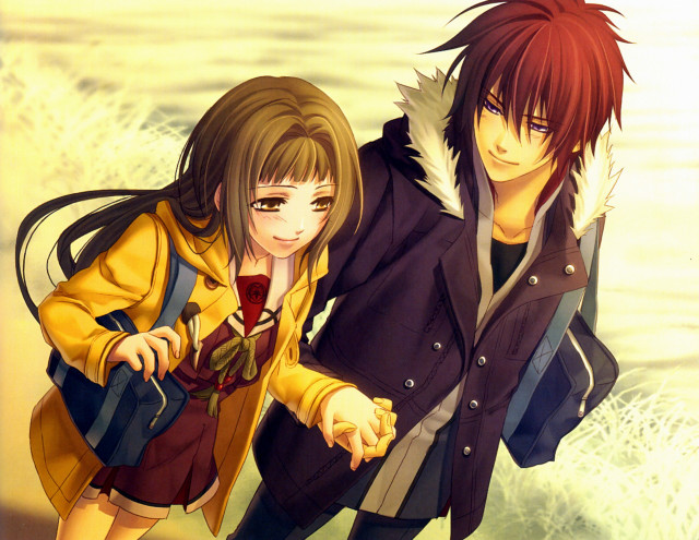 Anime characters walking together snow free wallpaper - medium preview image