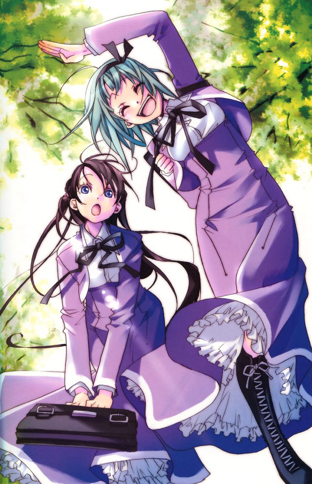 Anime couple bench park trees free wallpaper - medium preview image