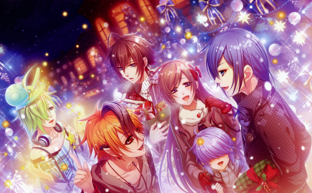 Anime characters cityscape stars lights free wallpaper - medium preview image