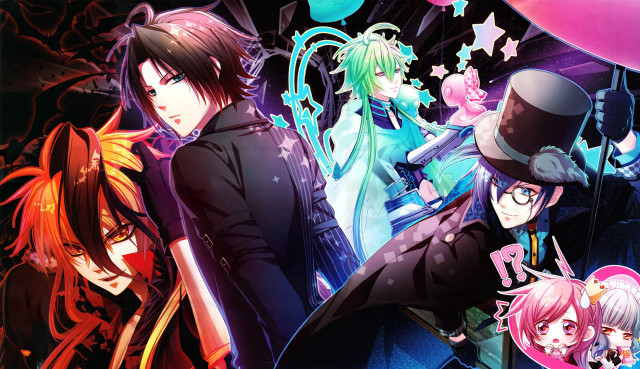 Anime characters group balloons stars free wallpaper - medium preview image