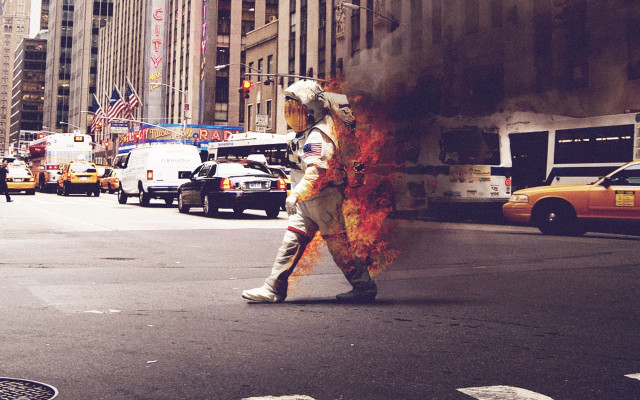 Man fire suit street fire #2 free wallpaper - medium preview image