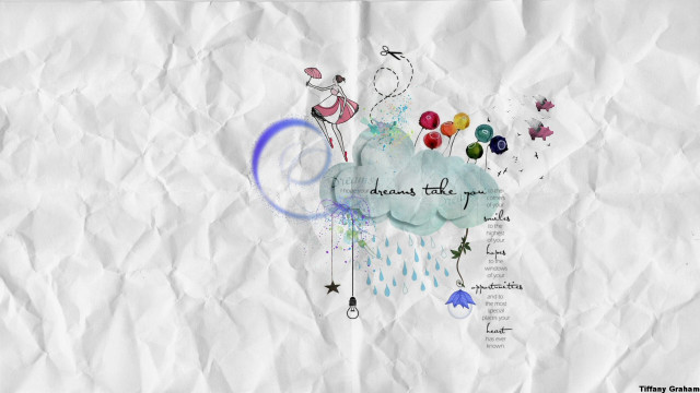 Cloud balloons person holding kite free wallpaper - medium preview image