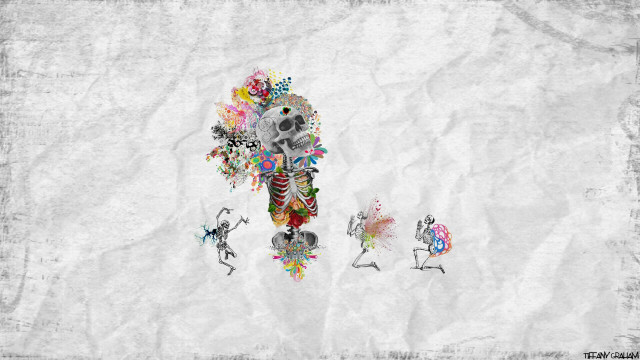 Skeleton flower arrangement head arms free wallpaper - medium preview image