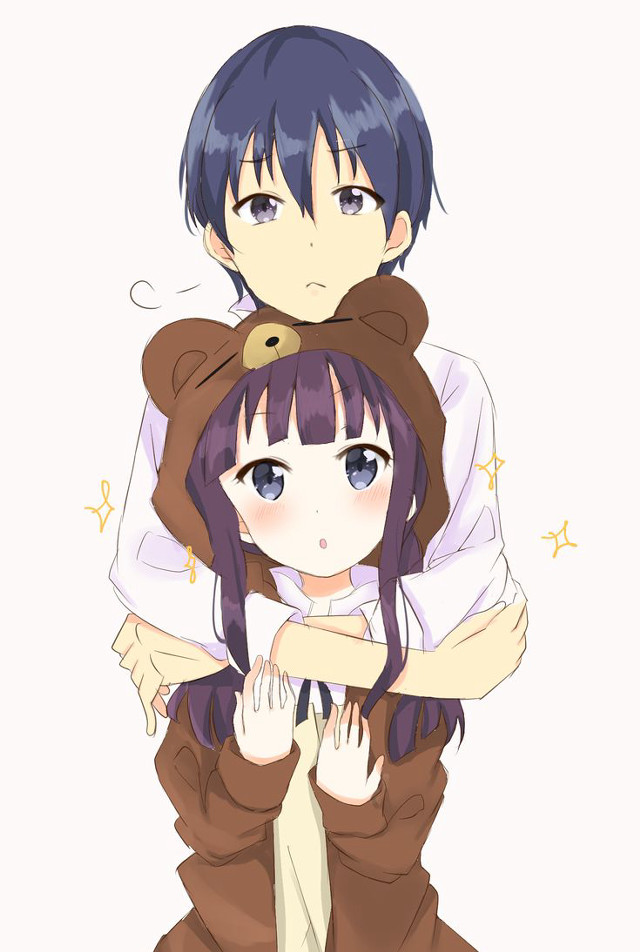 Anime couple hug stars kawaii free wallpaper - medium preview image