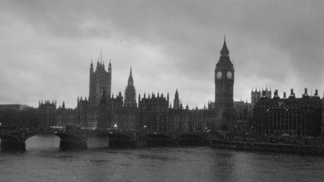 Bridge building clocktower cloudy sky free wallpaper - medium preview image