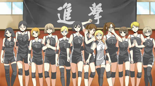Women uniforms flag banner group free wallpaper - medium preview image