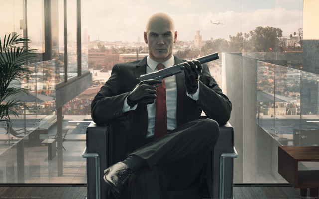 Man suit tie gun chair free wallpaper - medium preview image