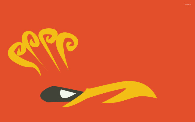 Red background yellow bird black free wallpaper - medium preview image