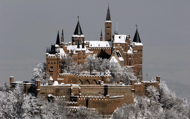Castle snow roof towers trees free wallpaper - medium preview image