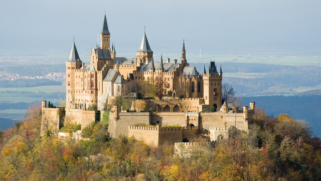 Castle towers hill trees valley free wallpaper - medium preview image