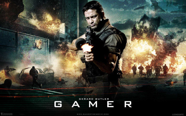 Man holding gun crowd city free wallpaper - medium preview image