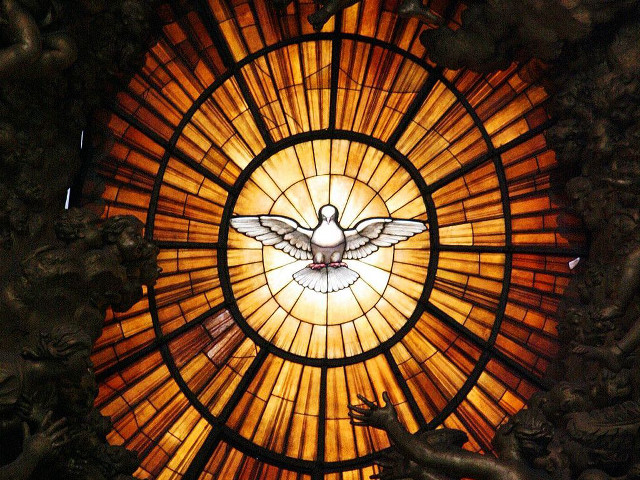 Stained glass window dove statue free wallpaper - medium preview image