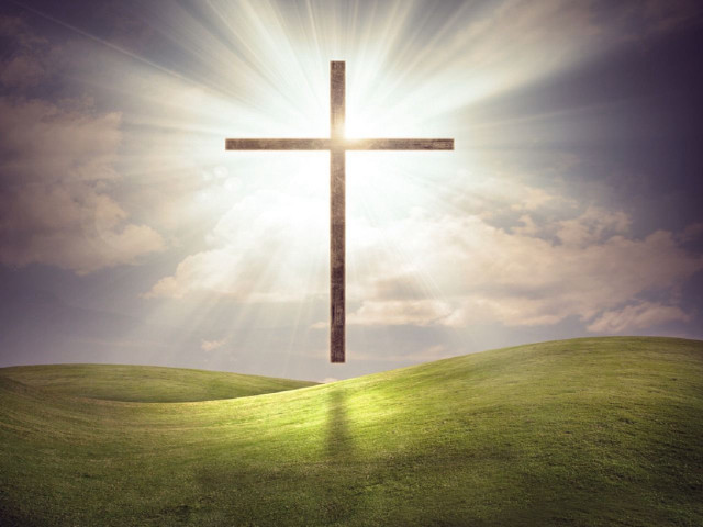 Cross hill sun clouds field #2 free wallpaper - medium preview image