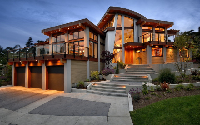 Large modern home windows stairs free wallpaper - medium preview image