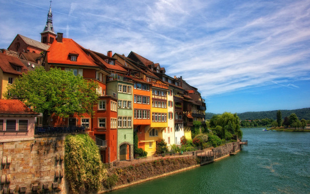 River city buildings bridge scenery free wallpaper - medium preview image