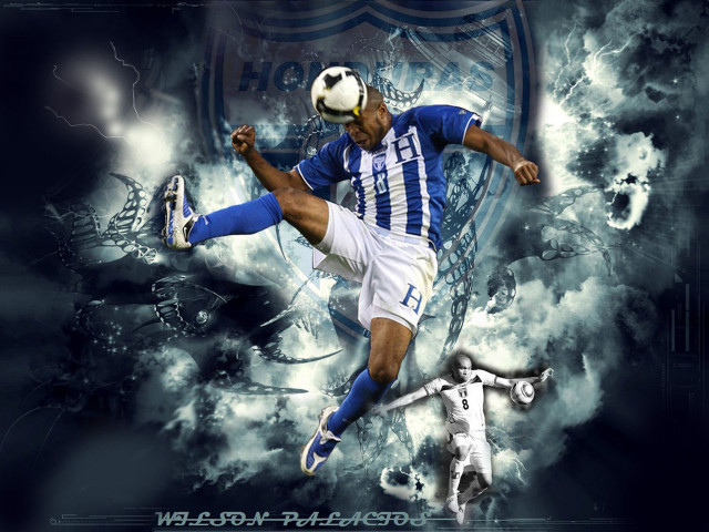 Soccer player kicking ball cloudy free wallpaper - medium preview image