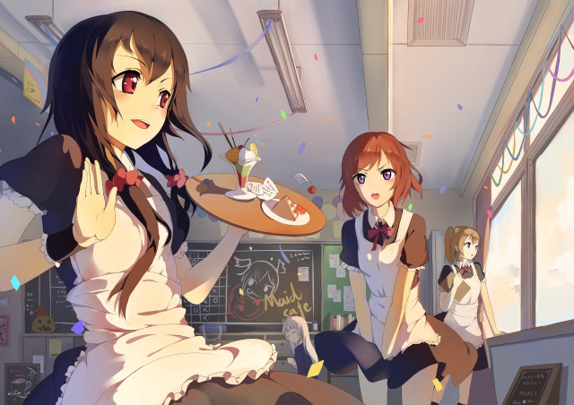 Women table food confetti celebration free wallpaper - medium preview image