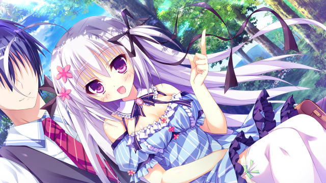 Anime characters forest trees flowers free wallpaper - medium preview image