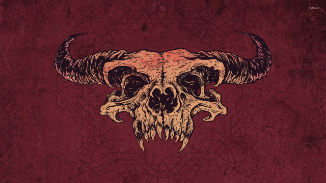 Bull skull horns red background free wallpaper - medium preview image