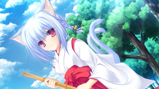 Anime character stick tree clouds free wallpaper - medium preview image