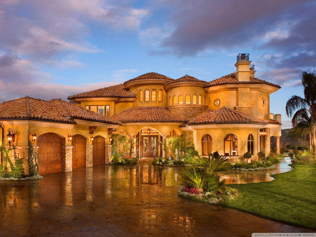 Large house windows grass trees free wallpaper - medium preview image