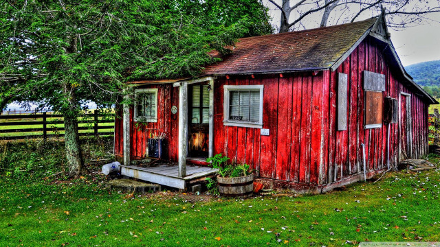 Red shed porch door windows free wallpaper - medium preview image