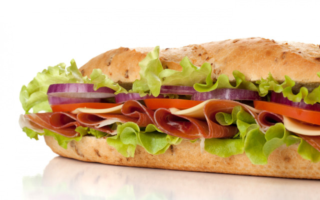 Sub sandwich lettuce tomato meat free wallpaper - medium preview image