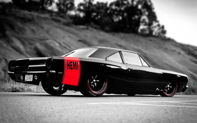 Black red car hill trees free wallpaper - medium preview image