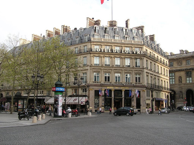 European hotel street cars motorcycles free wallpaper - medium preview image