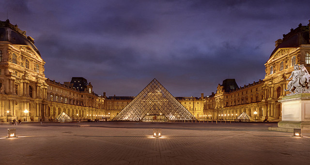 Large building pyramid night candles free wallpaper - medium preview image