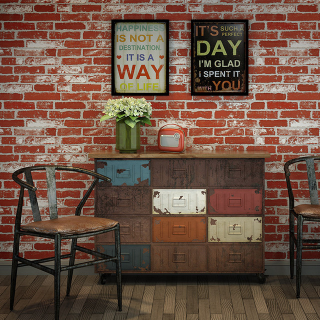 Brick wall chairs table vase free wallpaper - medium preview image