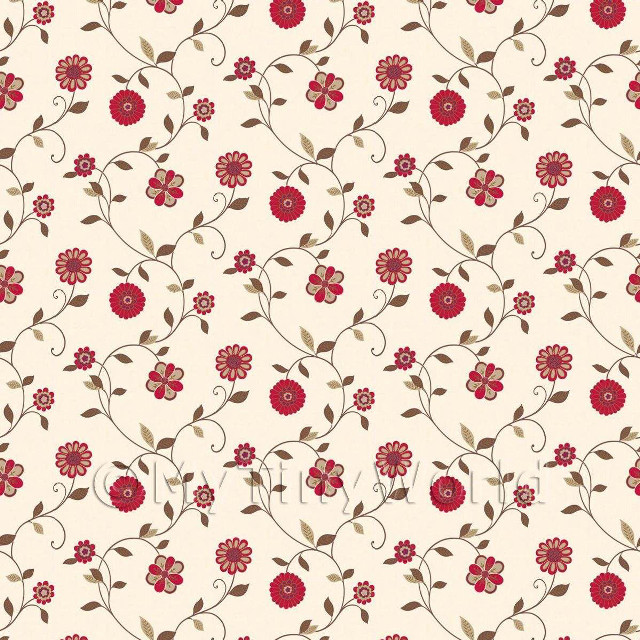 Flowery leaves red flower bird free wallpaper - medium preview image