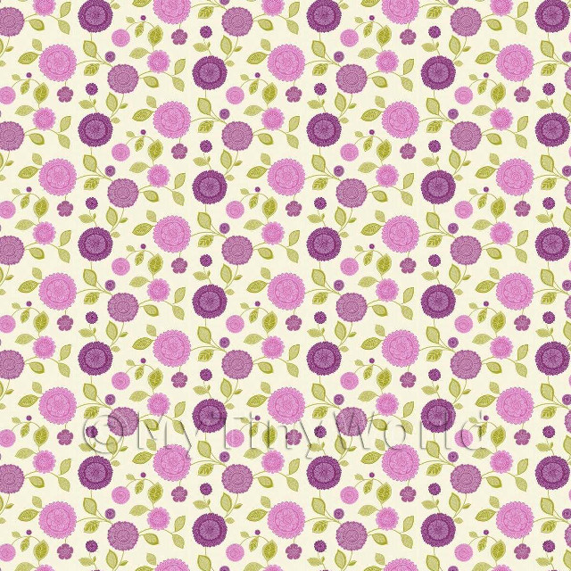 Purple green flower pattern white free wallpaper - medium preview image