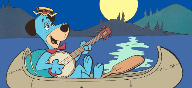 Cartoon dog playing guitar canoe free wallpaper - medium preview image