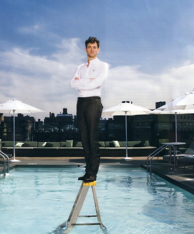 Man ladder pool water umbrellas free wallpaper - medium preview image