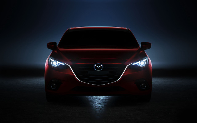 Red car dark headlights glowing free wallpaper - medium preview image