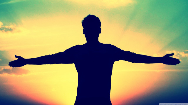 Man sunset arms outstretched hands #2 free wallpaper - medium preview image