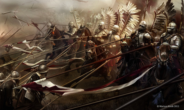 Men armor horses spears painting free wallpaper - medium preview image