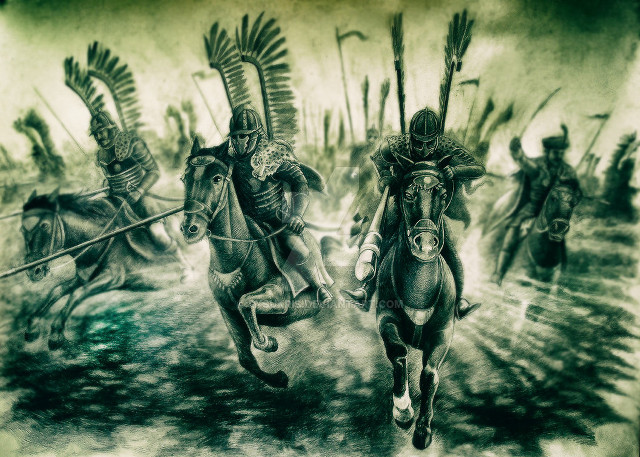 Man riding horsemen horseback drawing free wallpaper - medium preview image