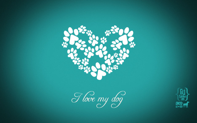 Heart pawprints blue background i free wallpaper - medium preview image