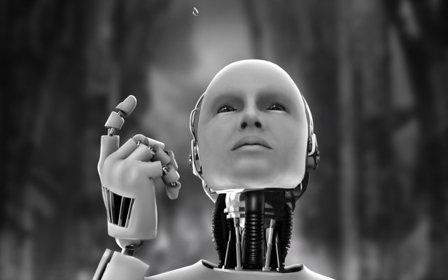 Robot holding object looking up free wallpaper - medium preview image
