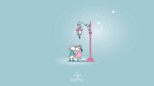 Couple kissing snowy day pink free wallpaper - medium preview image