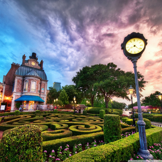 Clock garden maze dusk cloudy #2 free wallpaper - medium preview image